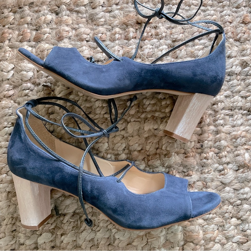 Talbots genuine leather suede peep toe block heel, 7 1/2M